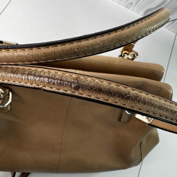 Coach Madison 25169 East West Front Flap Turnlock Satchel Camel & Pink  (READ) - Picture 9 of 16